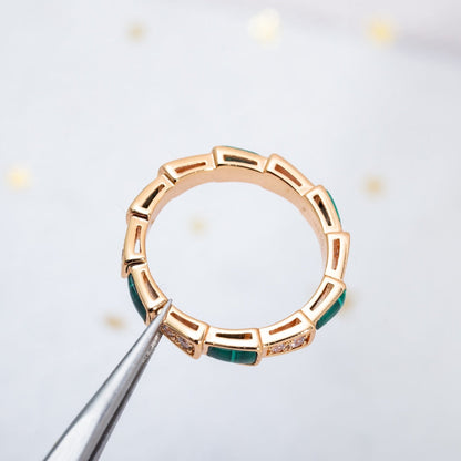 [Opulent Aurora]SERPENTI RING PINK GOLD MALACHITE DIAMOND 3MM