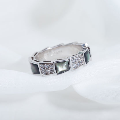 [Opulent Aurora]SERPENTI RING SILVER DIAMOND BLACK MOP 4MM