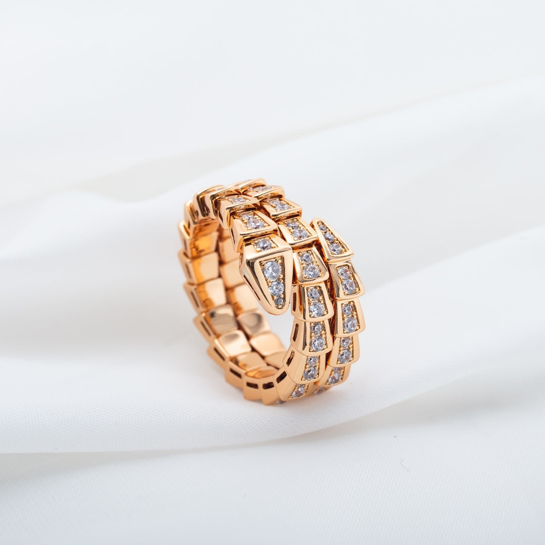 [Opulent Aurora]SERPENTI RING PINK GOLD DIAMOND DOUBLE ROW