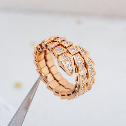 [Opulent Aurora]SERPENTI RING PINK GOLD DIAMOND DOUBLE ROW