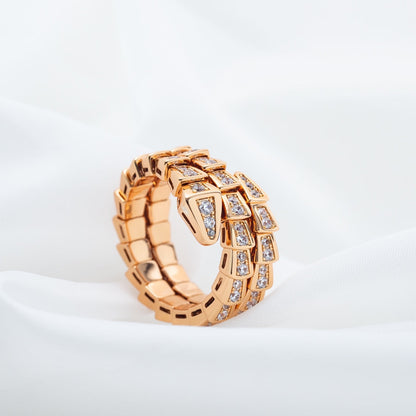 [Opulent Aurora]SERPENTI RING PINK GOLD DIAMOND DOUBLE ROW