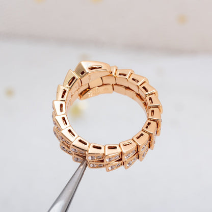 [Opulent Aurora]SERPENTI RING PINK GOLD DIAMOND DOUBLE ROW