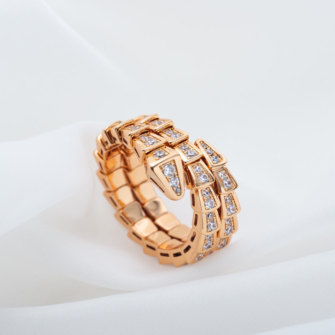 [Opulent Aurora]SERPENTI RING PINK GOLD DIAMOND DOUBLE ROW