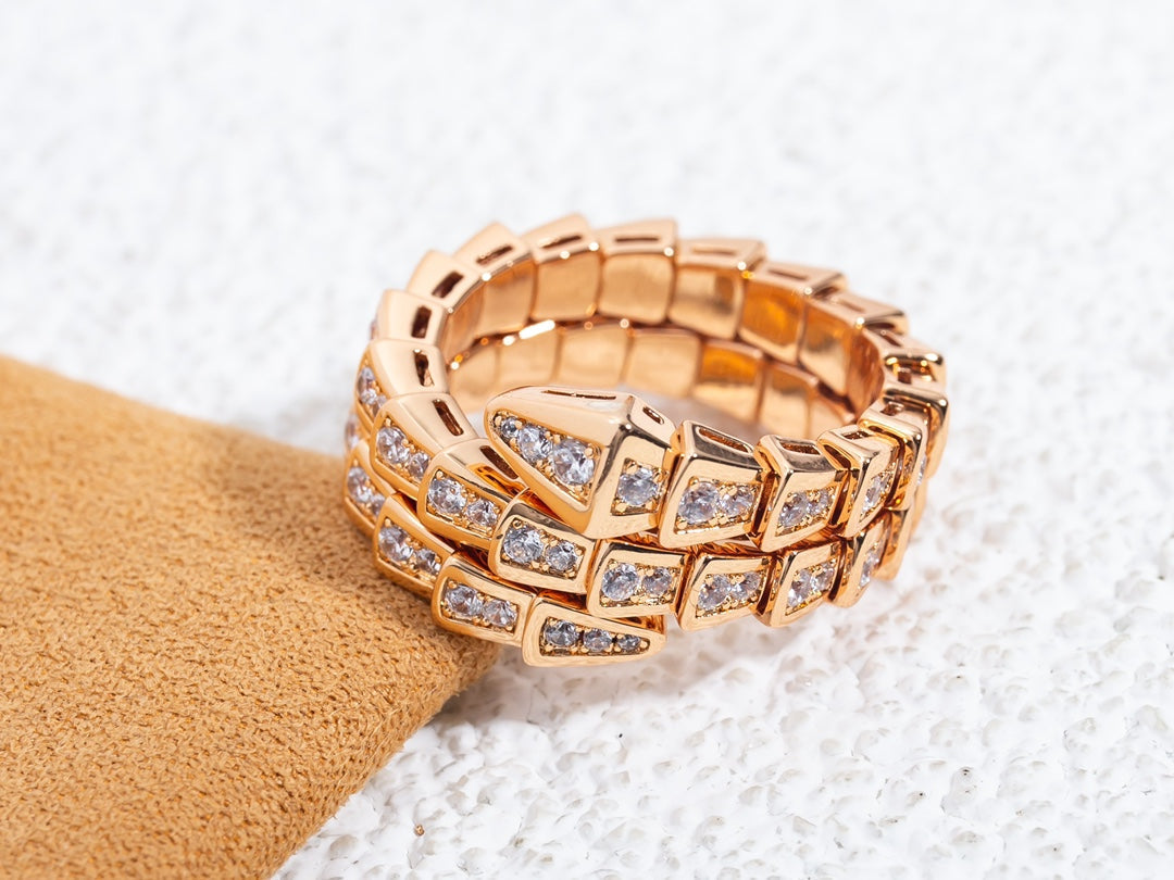 [Opulent Aurora]SERPENTI RING PINK GOLD DIAMOND DOUBLE ROW