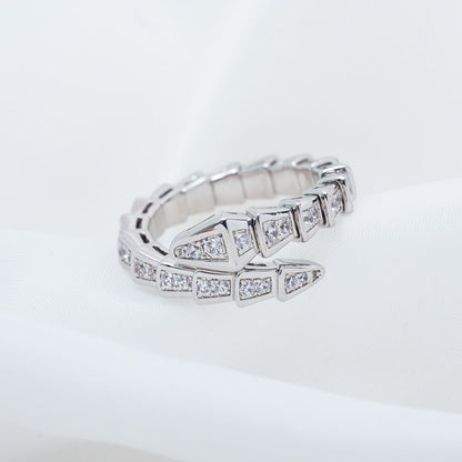 [Opulent Aurora]SERPENTI RING SILVER DIAMOND PAVED 4MM