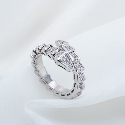 [Opulent Aurora]SERPENTI RING SILVER DIAMOND PAVED 4MM