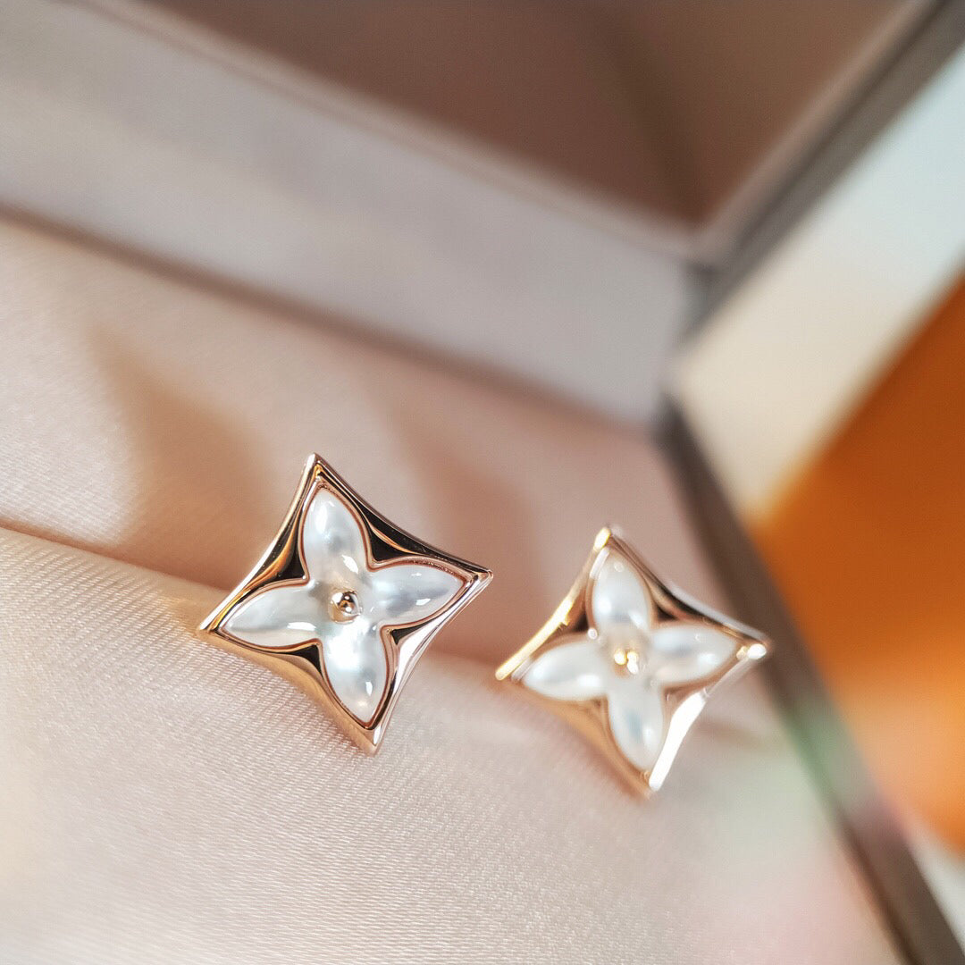 [Opulent Aurora]STAR MOP PINK GOLD EARRINGS