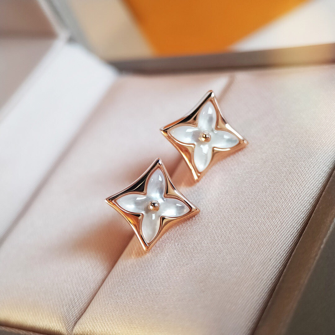 [Opulent Aurora]STAR MOP PINK GOLD EARRINGS