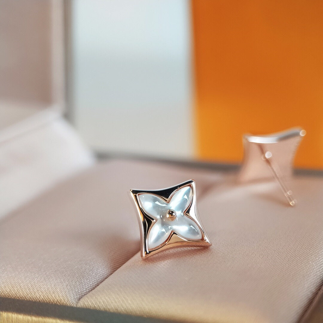 [Opulent Aurora]STAR MOP PINK GOLD EARRINGS