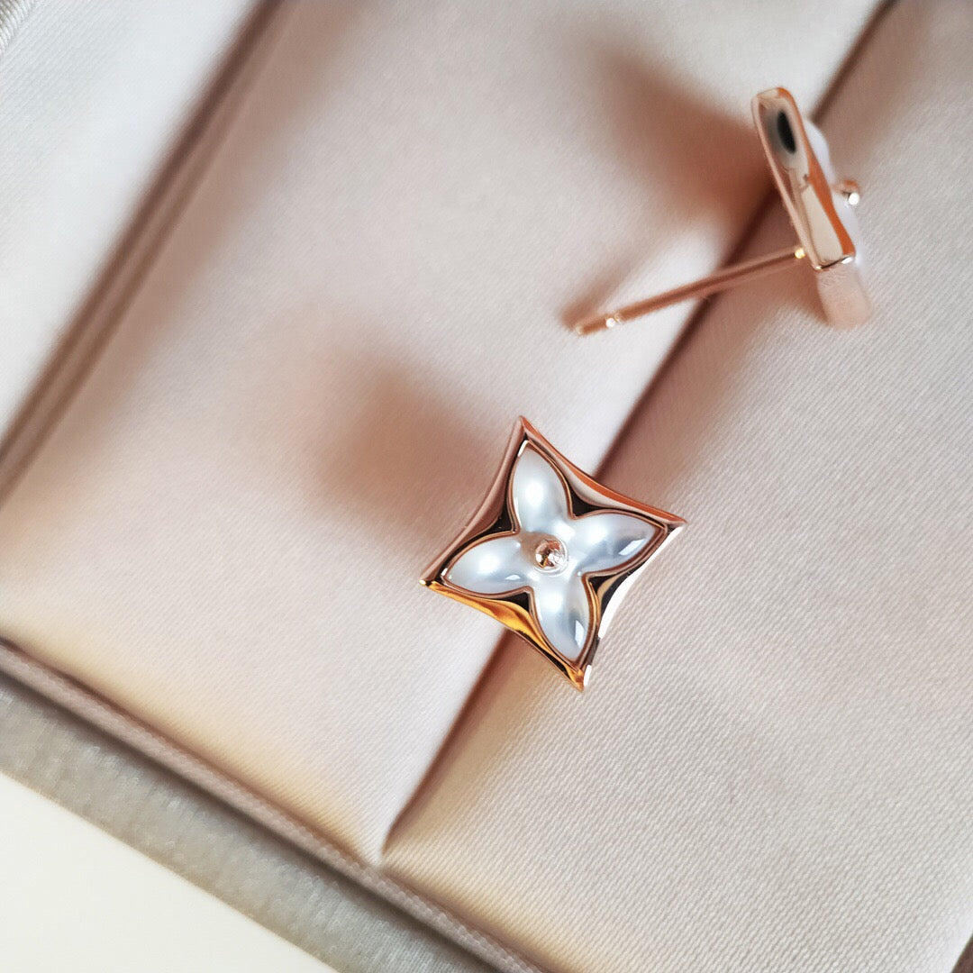 [Opulent Aurora]STAR MOP PINK GOLD EARRINGS