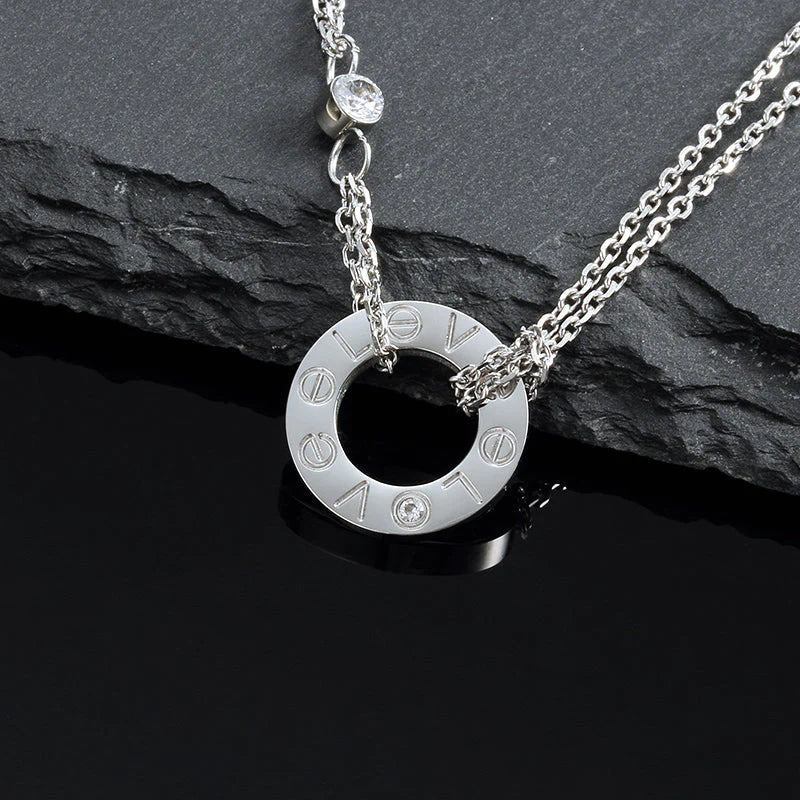 [Opulent Aurora]LOVE NECKLACE 16MM 2 DIAMONDS