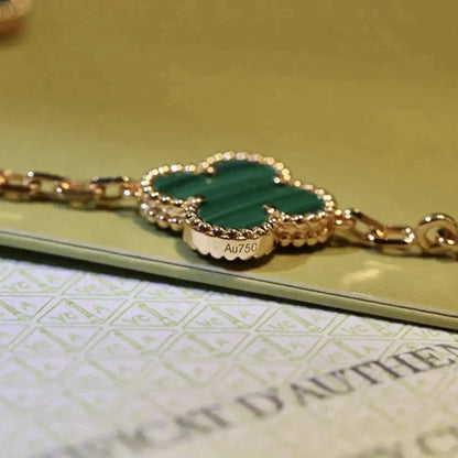 [Opulent Aurora]CLOVER 5 MOTIFS MALACHITE BRACELET