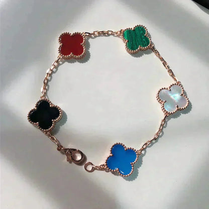 [Opulent Aurora]CLOVER 5 MOTIFS MULTICOLOR  BRACELET