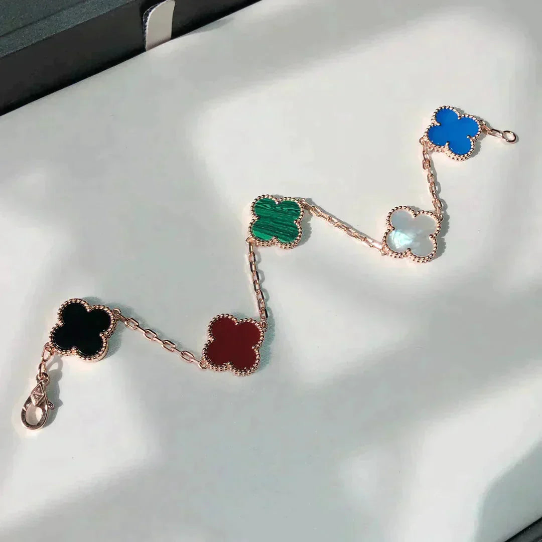 [Opulent Aurora]CLOVER 5 MOTIFS MULTICOLOR  BRACELET