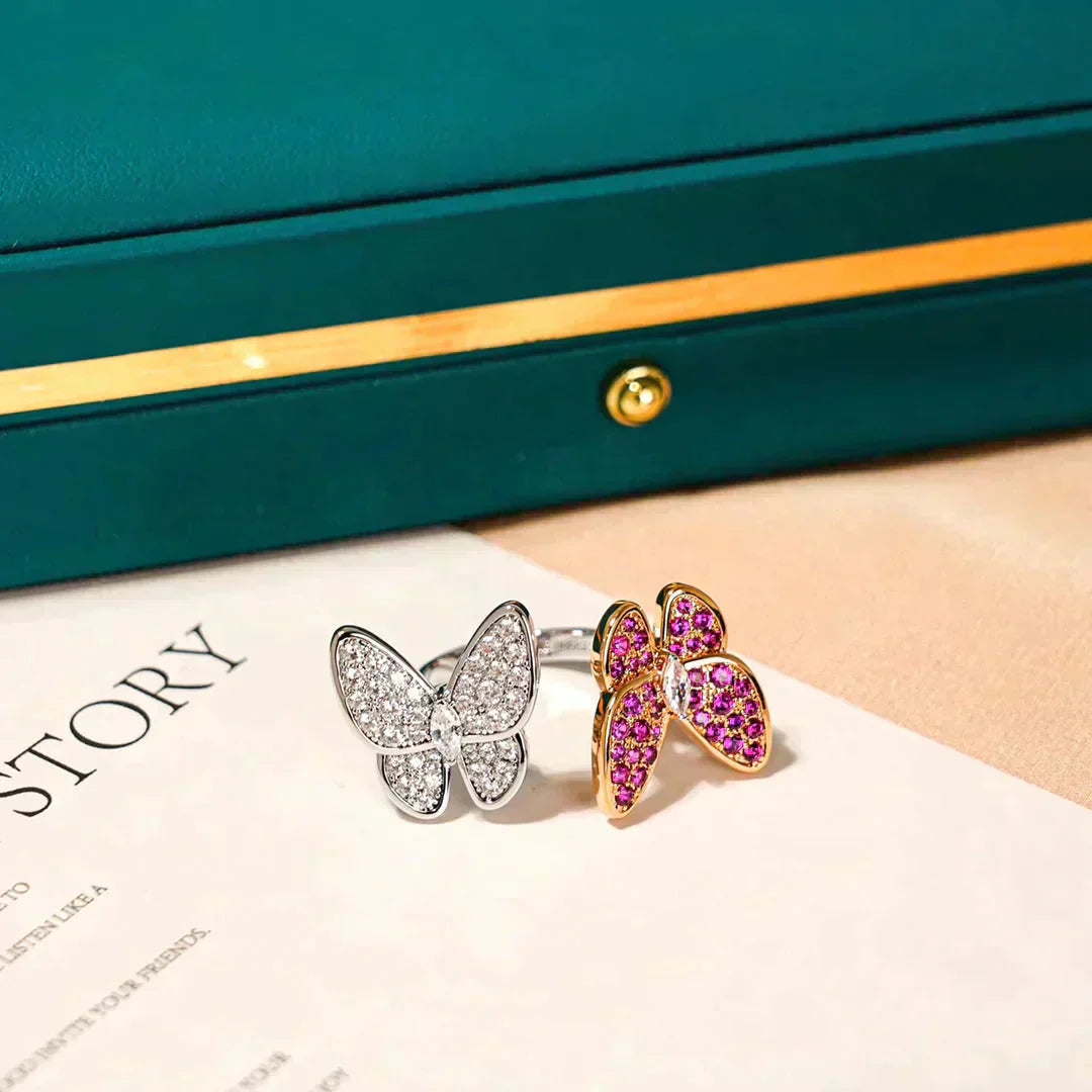 [Opulent Aurora]TWIN BUTTERFLY DIAMOND RING