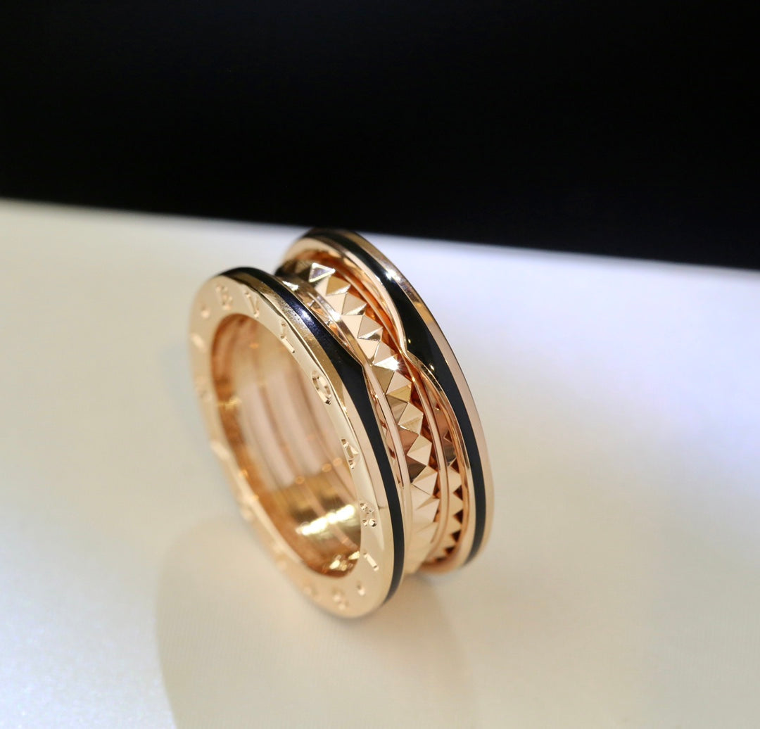 [Opulent Aurora]ZERO 1 PINK GOLD BLACK CERAMIC RING