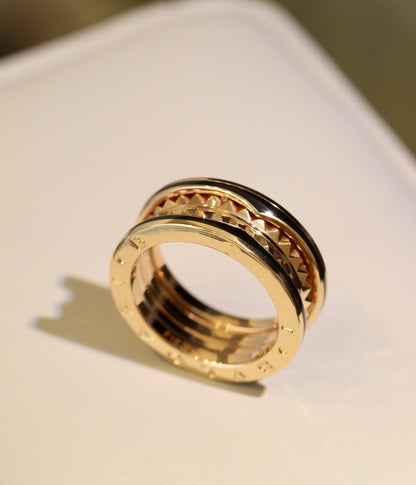 [Opulent Aurora]ZERO 1 PINK GOLD BLACK CERAMIC RING