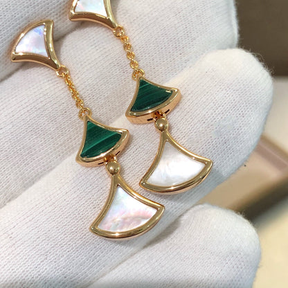 [Opulent Aurora]DREAM EARRINGS 3 MOTIFS MALACHITE MOP PINK GOLD