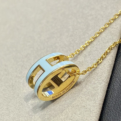 [Opulent Aurora]POP H LIGHT BLUE NECKLACE