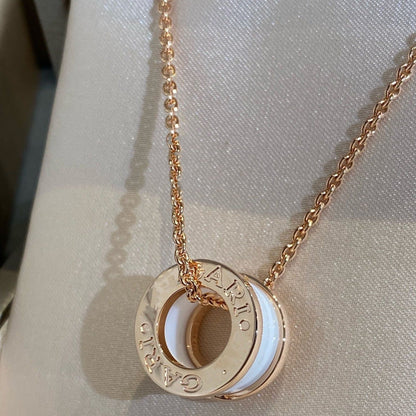 [Opulent Aurora]ZERO 1 WHITE CERAMIC PINK GOLD NECKLACE