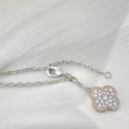 [Opulent Aurora]CLOVER 5 MOTIFS SILVER DIAMONDS NECKLACE