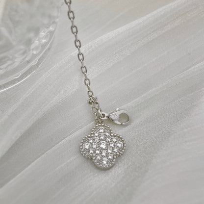 [Opulent Aurora]CLOVER 5 MOTIFS SILVER DIAMONDS NECKLACE