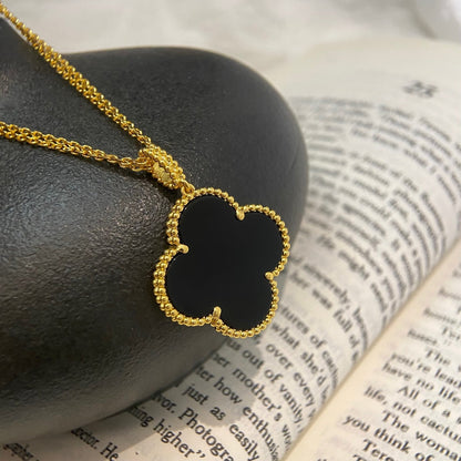 [Opulent Aurora]CLOVER 25MM NECKLACE GOLD ONYX