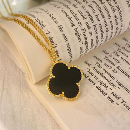 [Opulent Aurora]CLOVER 25MM NECKLACE GOLD ONYX