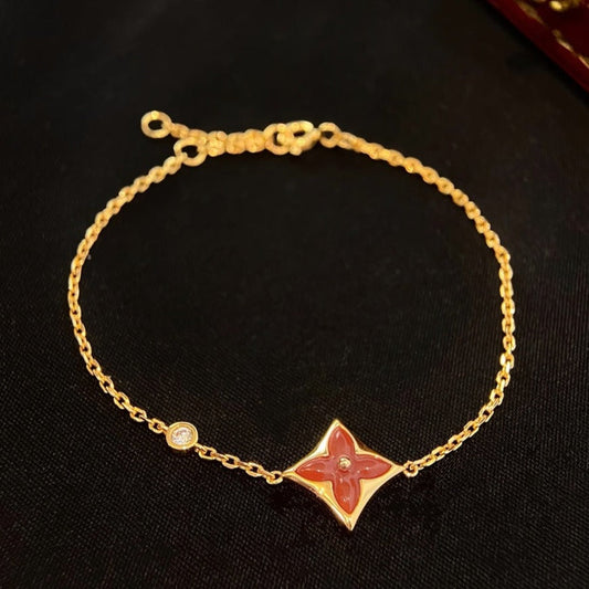 [Opulent Aurora]COLOR STAR CARNELIAN PINK GOLD DIAMOND BRACELET