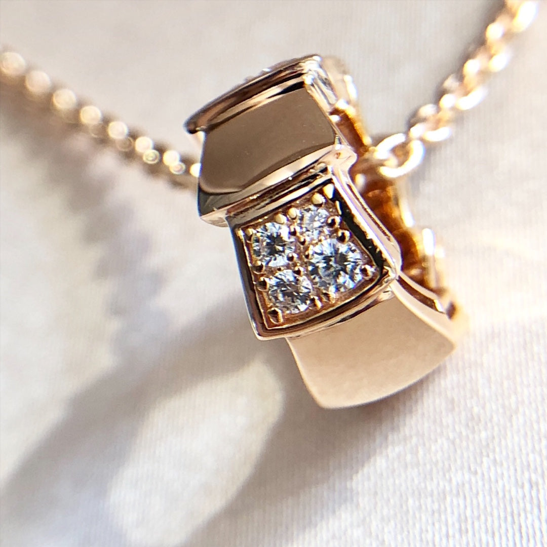 [Opulent Aurora]SERPENTI PEDANT DIAMOND PINK GOLD NECKLACE