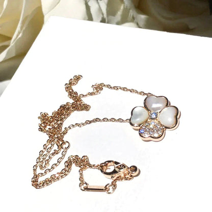 [Opulent Aurora]CLOVER MOP DIAMOND ROSE GOLD NECKLACE