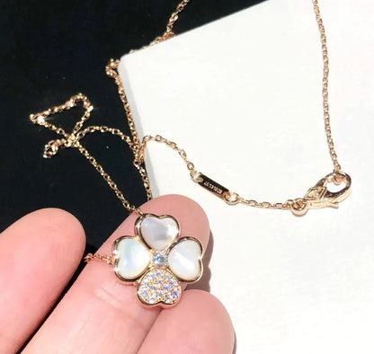 [Opulent Aurora]CLOVER MOP DIAMOND ROSE GOLD NECKLACE