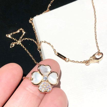 [Opulent Aurora]CLOVER MOP DIAMOND ROSE GOLD NECKLACE