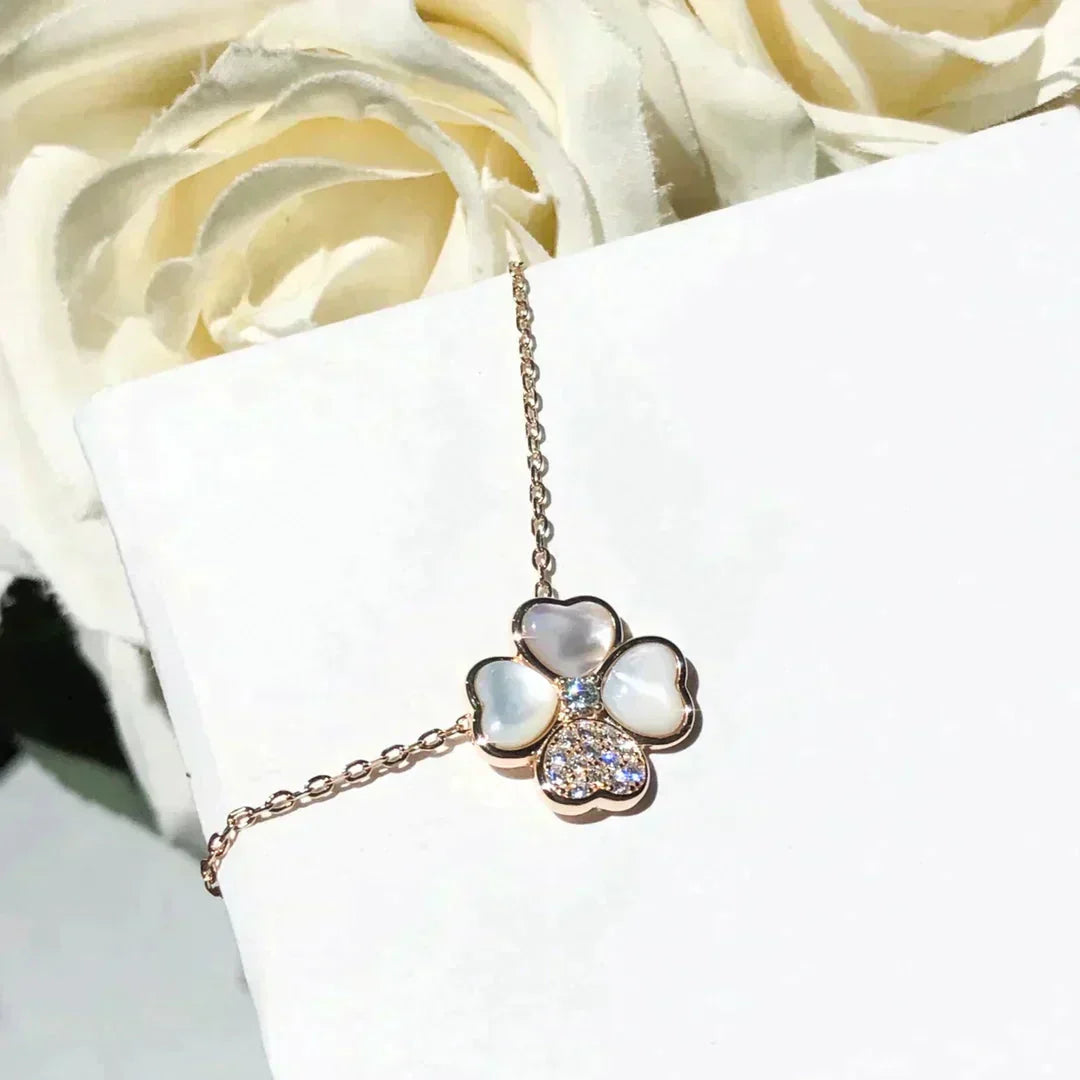 [Opulent Aurora]CLOVER MOP DIAMOND ROSE GOLD NECKLACE