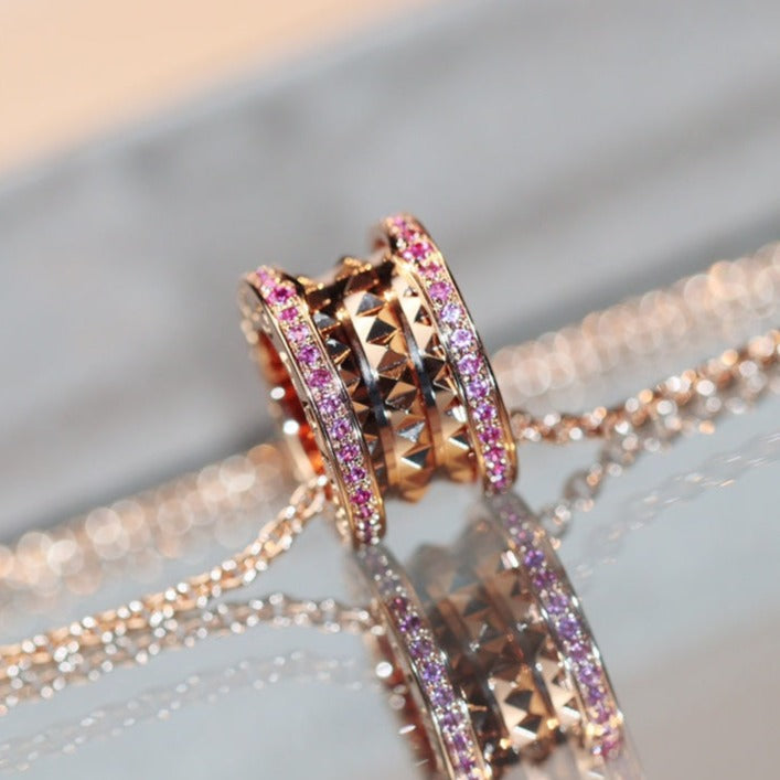 [Opulent Aurora]ZERO 1 ROCK PINK GOLD PINK DIAMOND NECKLACE