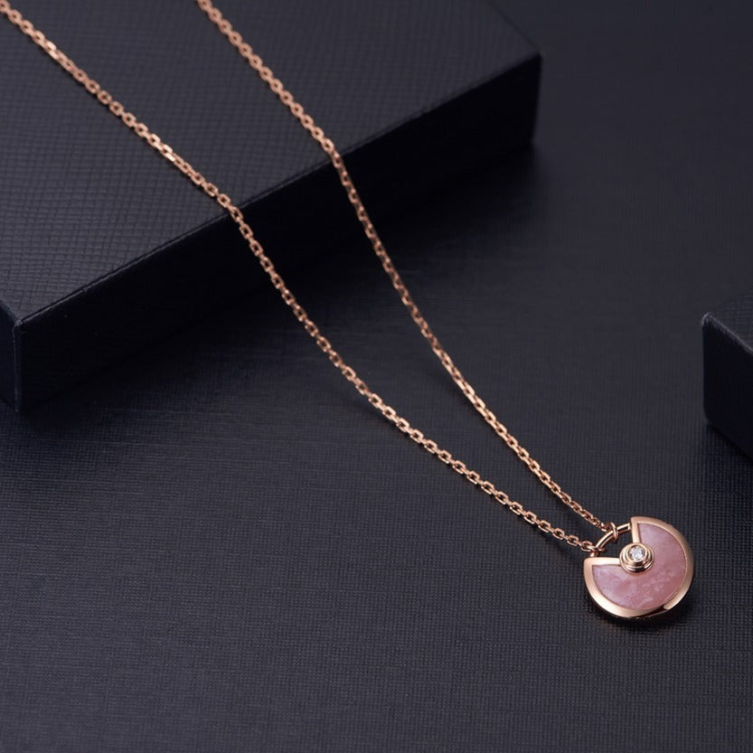 [Opulent Aurora]AMULETTE ROSE GOLD PINK MOP NECKLACE