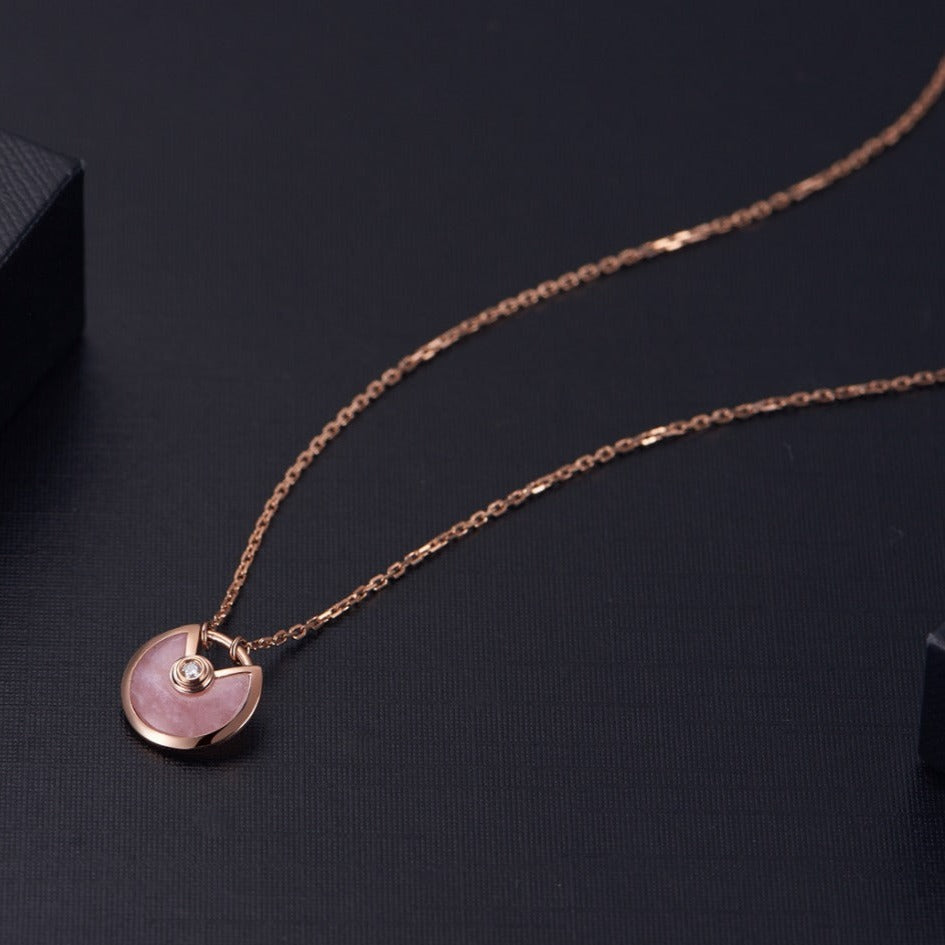 [Opulent Aurora]AMULETTE ROSE GOLD PINK MOP NECKLACE