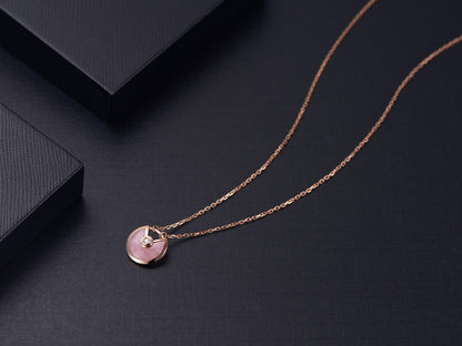 [Opulent Aurora]AMULETTE ROSE GOLD PINK MOP NECKLACE