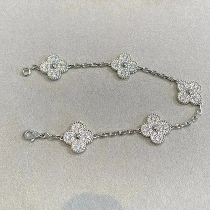 [Opulent Aurora]CLOVER 5 MOTIFS  DIAMOND BRACELET SILVER