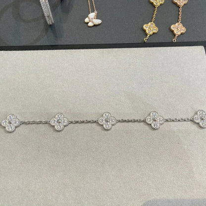 [Opulent Aurora]CLOVER 5 MOTIFS  DIAMOND BRACELET SILVER