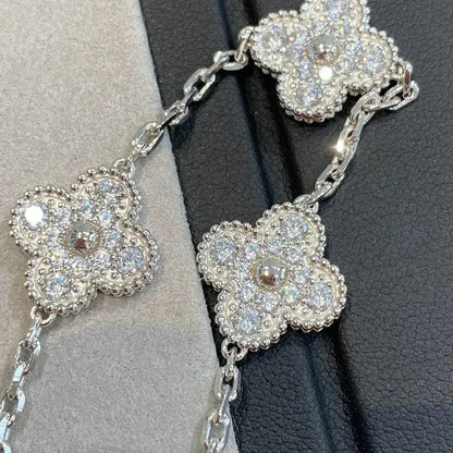 [Opulent Aurora]CLOVER 5 MOTIFS  DIAMOND BRACELET SILVER