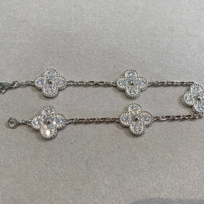 [Opulent Aurora]CLOVER 5 MOTIFS  DIAMOND BRACELET SILVER