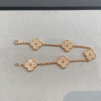 [Opulent Aurora]CLOVER 5 MOTIFS  FULL DIAMOND BRACELET