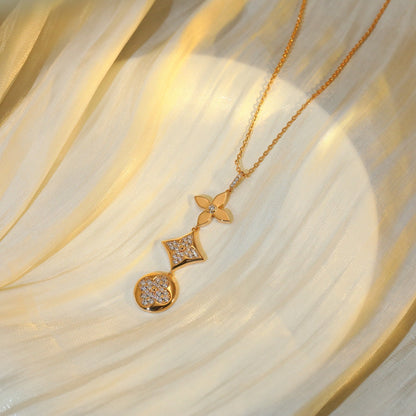 [Opulent Aurora]STAR AND SUN DIAMOND PINK GOLD NECKLACE