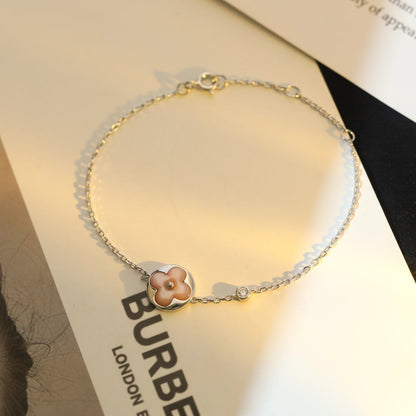 [Opulent Aurora]SUN MOTIF PINK MOP SILVER BRACELET