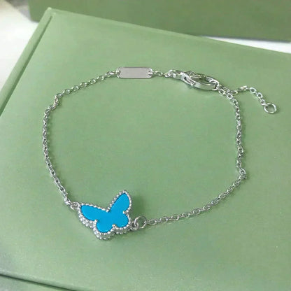 [Opulent Aurora]BUTTERFLY TURQUOISE BUTTERFLY BRACELET SILVER