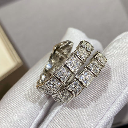 [Opulent Aurora]SERPENTI DOUBLE RING SILVER DIAMOND PAVED