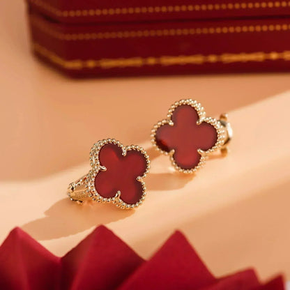 [Opulent Aurora]CLOVER MEDIUM 1 MOTIFS CARNELIAN  EARRINGS