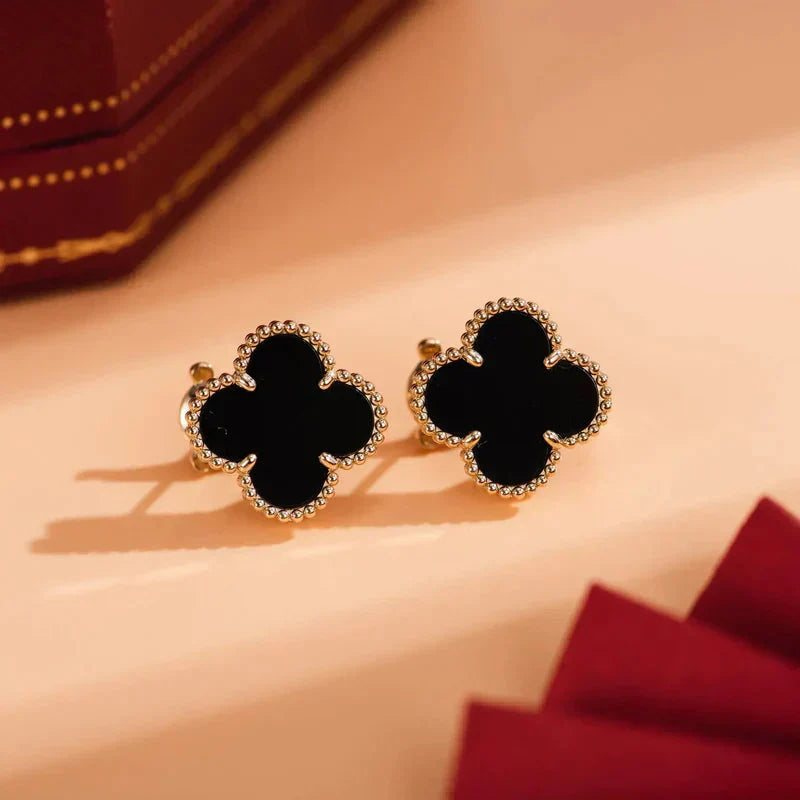 [Opulent Aurora]CLOVER MEDIUM 1 MOTIFS  ONYX STUD EARRINGS