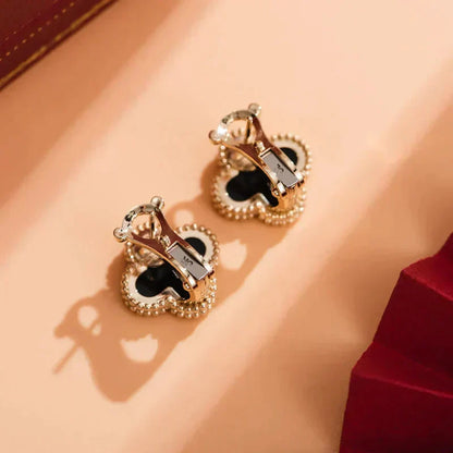 [Opulent Aurora]CLOVER MEDIUM 1 MOTIFS  ONYX STUD EARRINGS